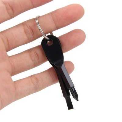 Mini Screwdriver Set Key Chain Stainless Pocket Screwdriver With Keychain Portable Keys Ring Cross and Slot Type