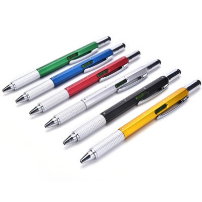 6 in 1 Mini Screwdriver Ruler Spirit Level Tool Ballpoint Pen With A Top And Scale Stylus For Touch Screen Tool Pen Multitool